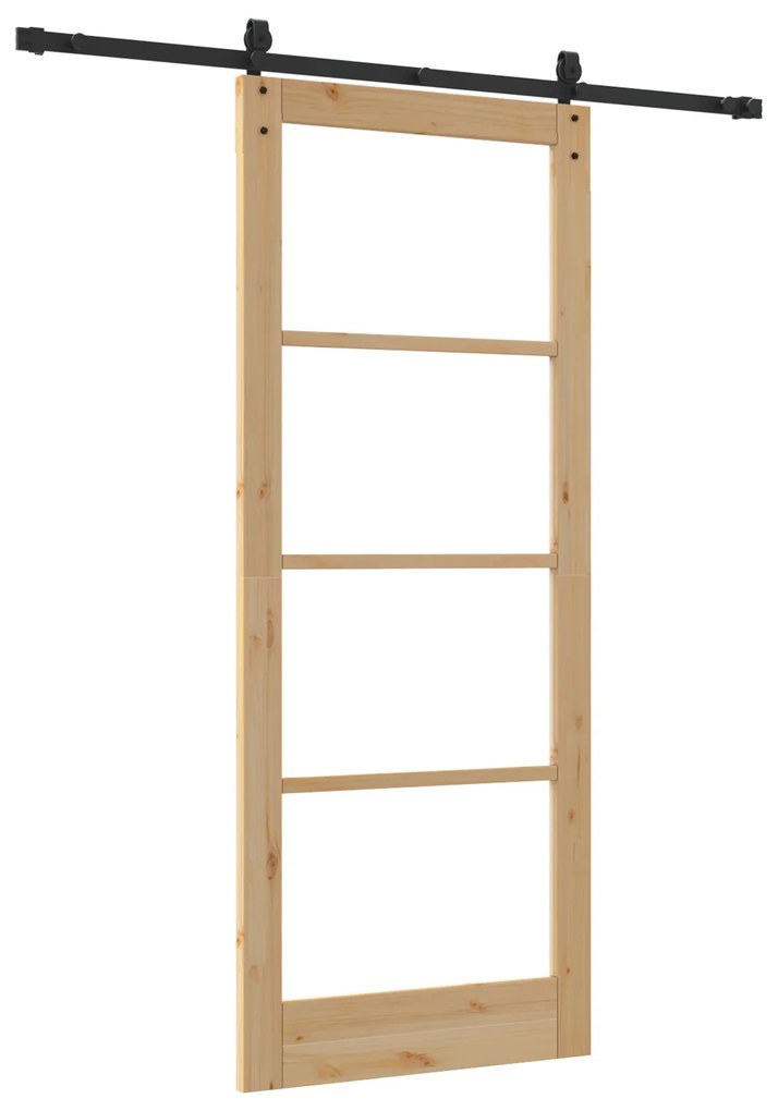 vidaXL Συρόμενη Πόρτα με Σετ Εξαρτημάτων 86x211 cm Μασίφ Ξύλο Πεύκου