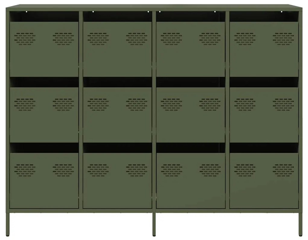 vidaXL Sideboard Olive Green 135x39x103,5 cm Ατσάλι ψυχρής έλασης