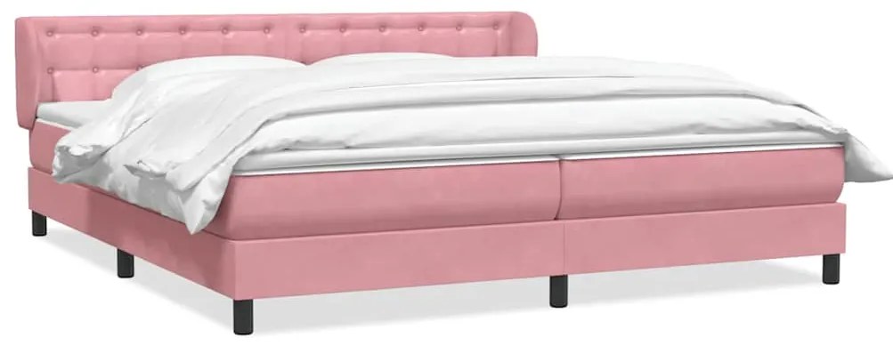 Box Spring κρεβάτι με στρώματα ροζ 180x210 cm Βελούδινο - Ροζ