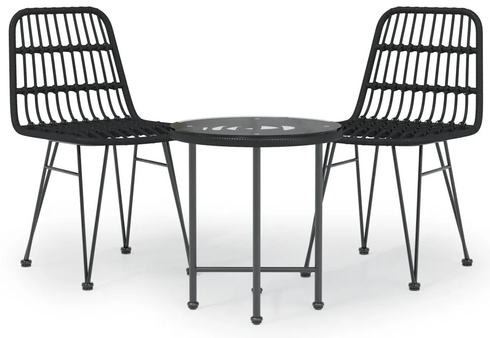 vidaXL Σετ Επίπλων Bistro Κήπου 3 τεμ. από Μαύρο Συνθετικό Ρατάν