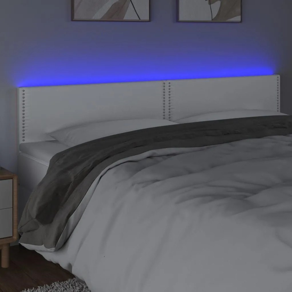 Κεφαλάρι Κρεβατιού LED Λευκό 160x5x78/88 εκ. Συνθετ. Δέρμα - Λευκό