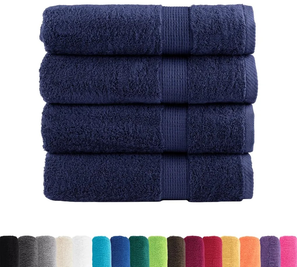 vidaXL Πετσέτες Μπάνιου Premium SOLUND 4 τεμ. Μπλε Σκούρο Μπλε 100x150 εκ. 600 γρ./μ²