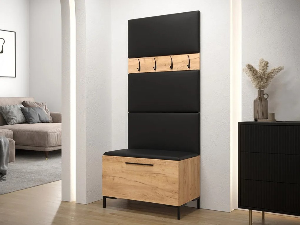 Σετ διαδρόμου Hartford F102, 196x84x46cm, 32 kg, Craft δρυς, Οικολογικό δέρμα, Πλαστικοποιημένη μοριοσανίδα, Εντοιχισμένη, Τοίχου | Epipla1.gr