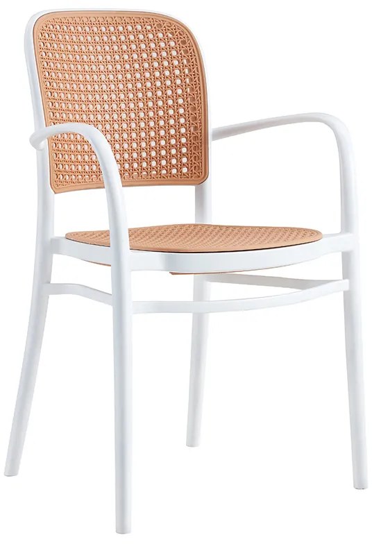 Πολυθρόνα Juniper pakoworld με UV protection PP μπεζ- λευκό 56x52.5x86.5εκ.