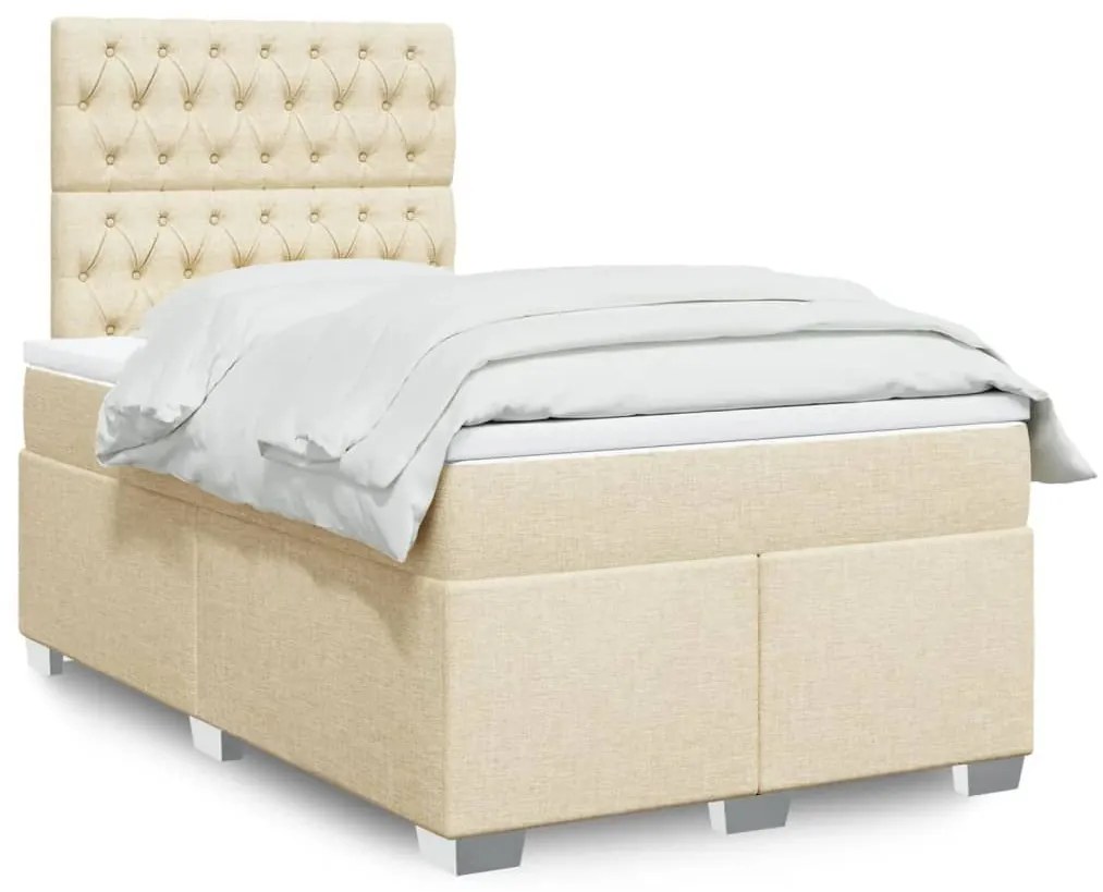 ΚΡΕΒΑΤΙ BOXSPRING ΜΕ ΣΤΡΩΜΑ ΚΡΕΜ 120X190 ΕΚ. ΥΦΑΣΜΑΤΙΝΟ 3290439