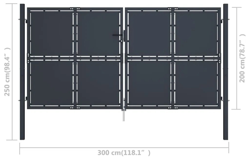 vidaXL Πόρτα Κήπου Ανθρακί 300x200 εκ. από Ατσάλι