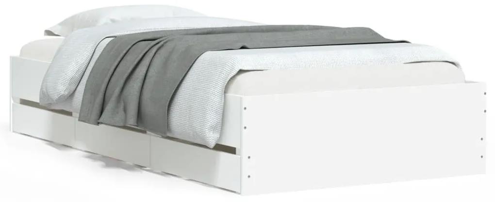 Πλαίσιο Κρεβατιού με Συρτάρια Λευκό 90x190 εκ. Επεξ. Ξύλο - Λευκό