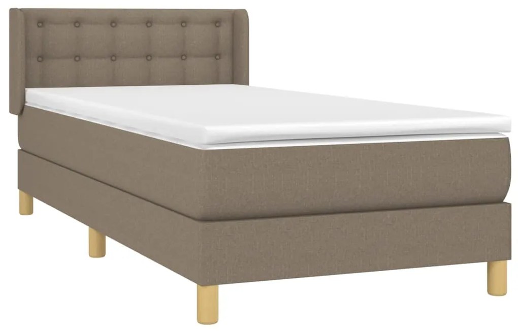 vidaXL Κρεβάτι Boxspring με Στρώμα Taupe 100 x 200 εκ. Υφασμάτινο