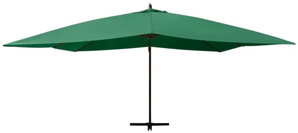Ομπρέλα Κρεμαστή Πράσινη 400 x 300 εκ. με Ξύλινο Ιστό - Πράσινο