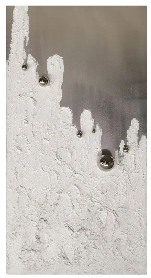 Πίνακας Σε Καμβά Silver Drops 2 021643 72x142xH4,5cm White-Silver Κάθετοι Wood, Canvas