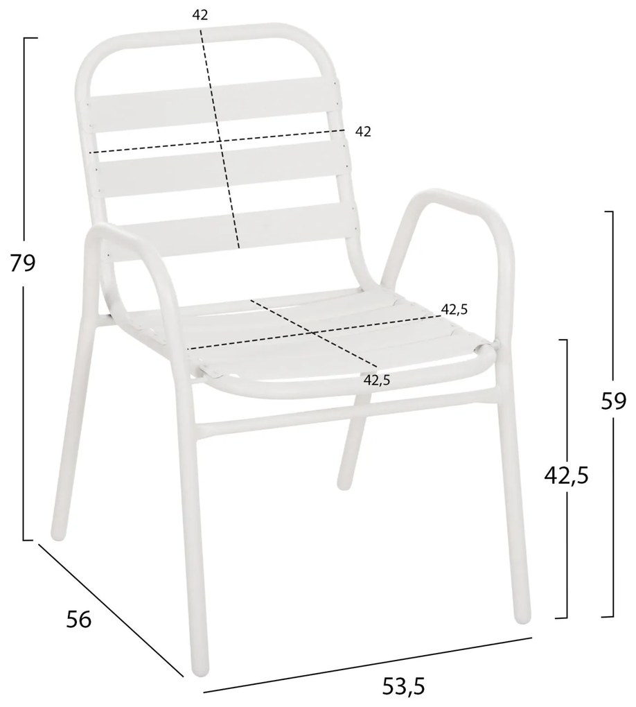 Καρέκλα PRELUDE C5970.02 με Μεταλλικό Σκελετό και Κάθισμα Αλουμινίου Λευκή 54x56x79Υεκ 54x56x79 εκ.