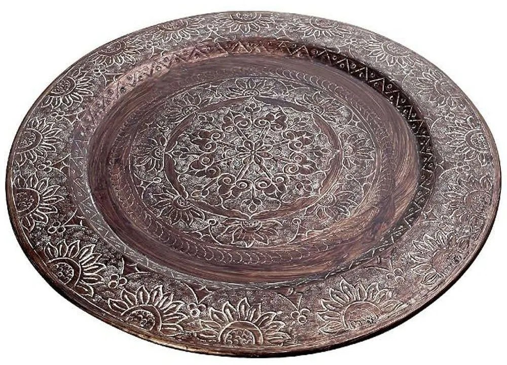 Διακοσμητικός Δίσκος Με Ανάγλυφο LAK510 Φ40x1cm Brown Espiel Aluminium