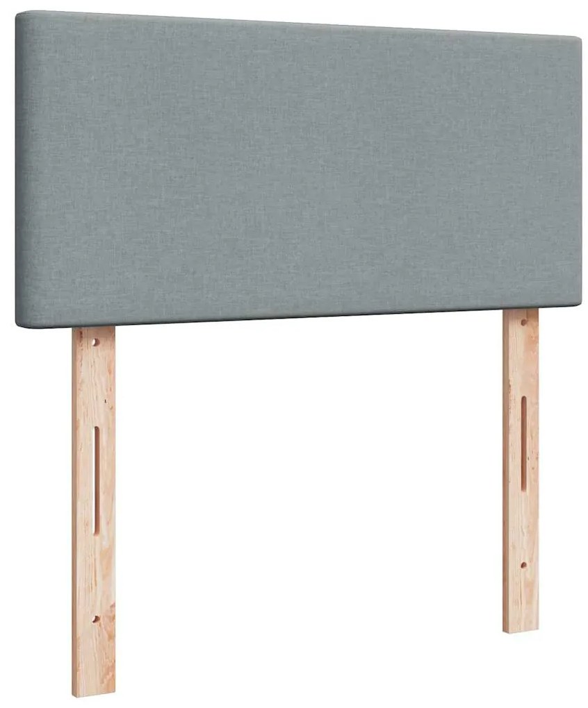 vidaXL Κρεβάτι Boxspring με Στρώμα Ανοιχτό Γκρι 90x200 εκ. Υφασμάτινο