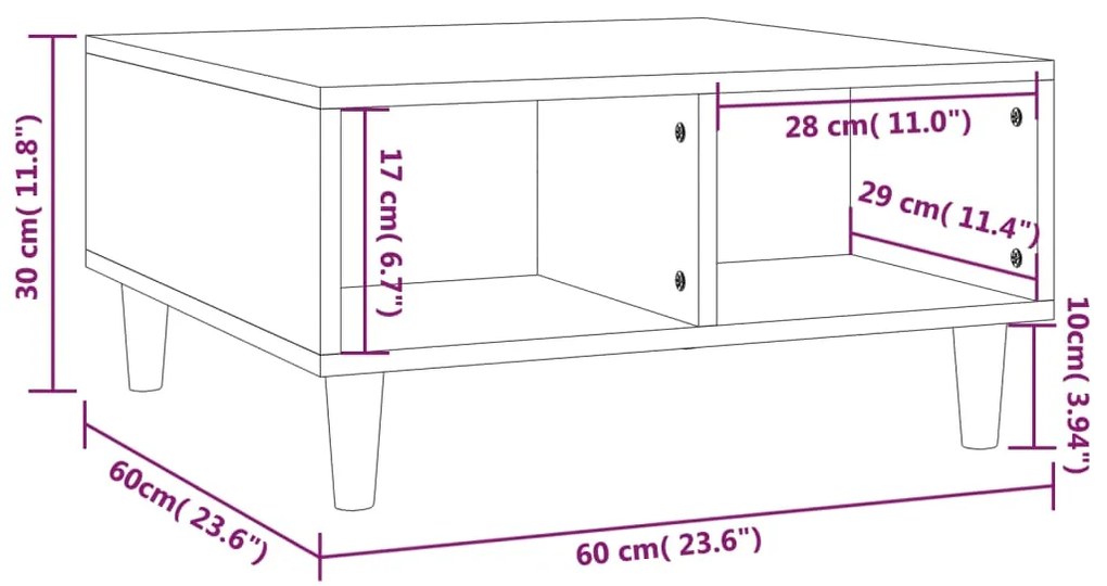 vidaXL Τραπεζάκι Σαλονιού Γκρι Sonoma 60 x 60 x 30 εκ. από Μοριοσανίδα