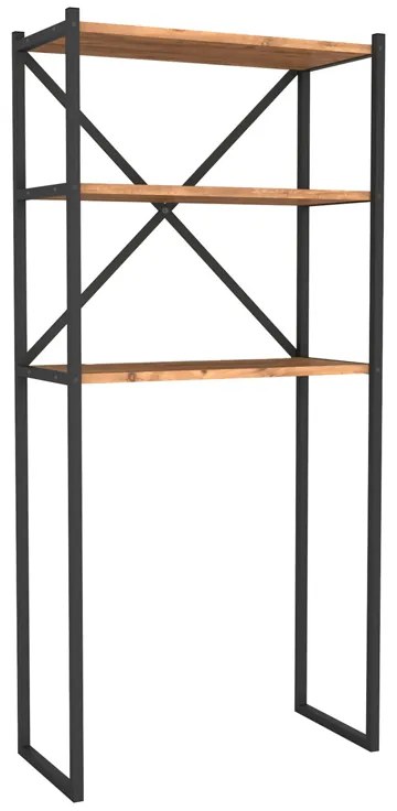 Έπιπλο πλυντηρίου Mindy Megapap μεταλλικό - μελαμίνης χρώμα μαύρο - pine oak 66x34x160εκ.