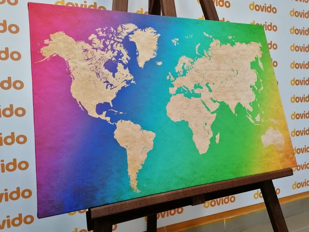 Εικόνα στον παγκόσμιο χάρτη παστέλ από φελλό - 120x80  peg