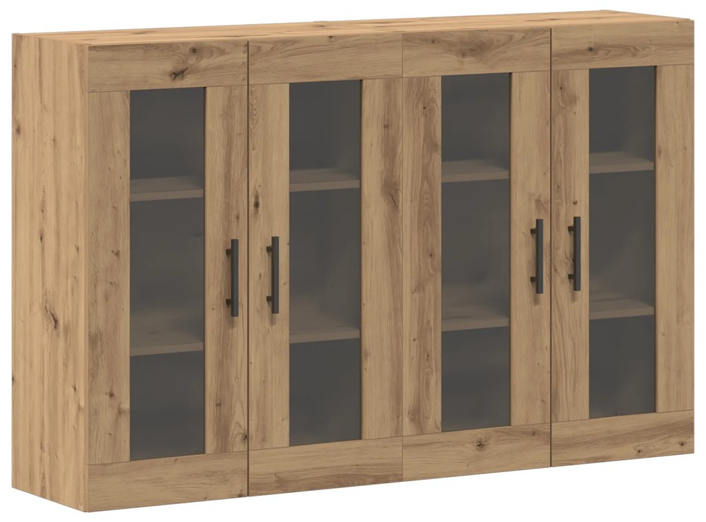 vidaXL Ντουλάπια Τοίχου 2 pcs Βελανιδιά Τέχνη και Μαύρο
