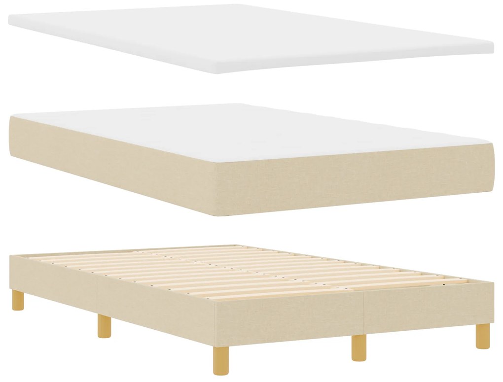 vidaXL Κρεβάτι Box Spring με Στρώμα & LED Κρεμ 120x200 εκ. Ύφασμα