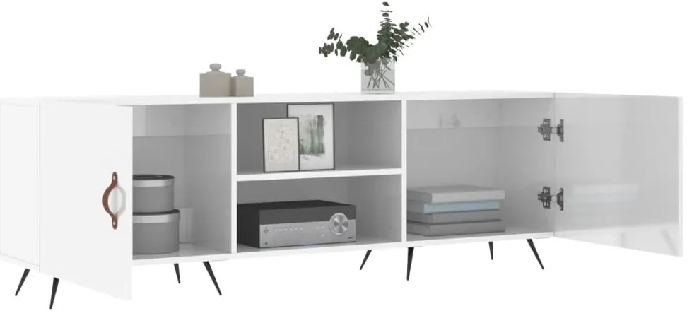 vidaXL Έπιπλο Τηλεόρασης Γυαλ. Λευκό150x30x50εκ.Επεξεργασμένο Ξύλο