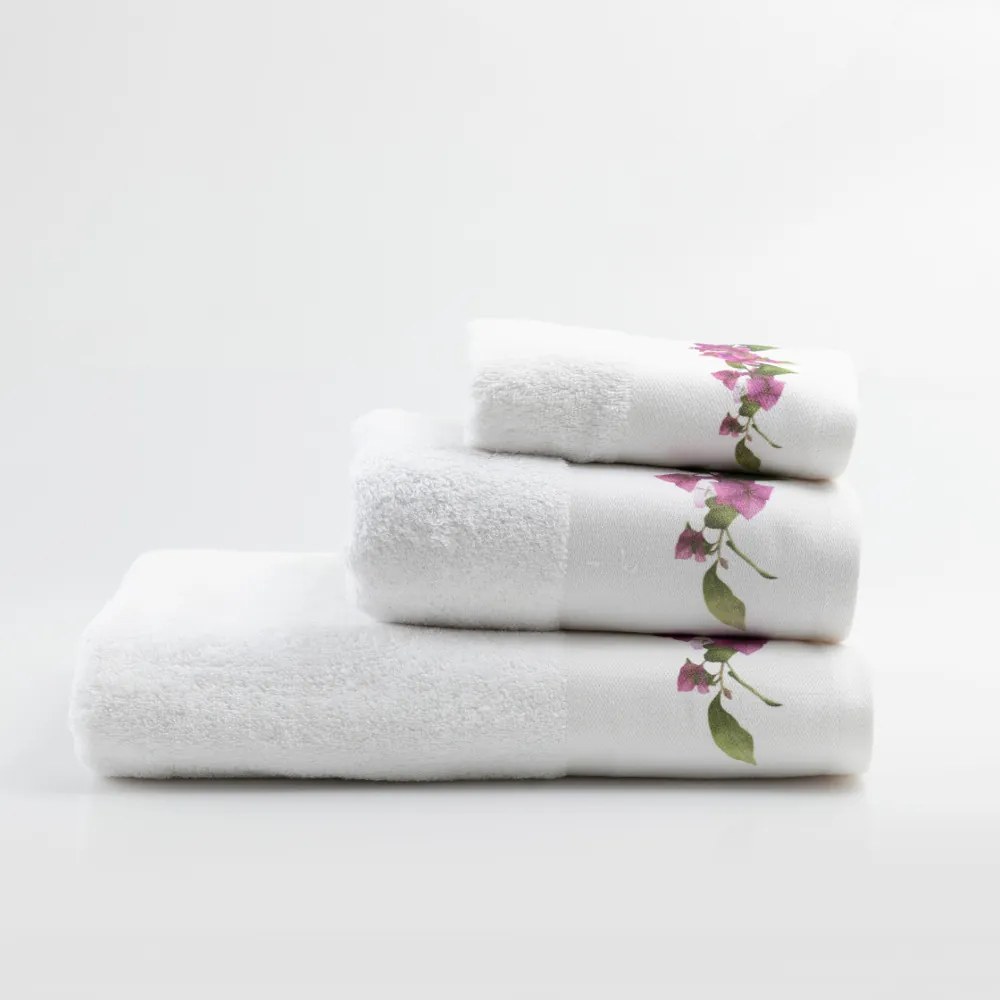 Πετσέτες Σετ 3ΤΜΧ Bougainvillea - 70 x 140 / 50 x 90 / 30 x 50 cm - Λευκό - Borea