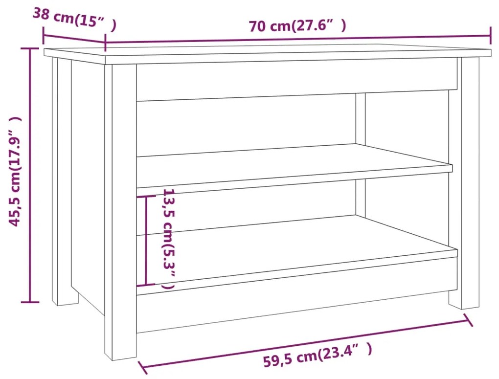 ΠΑΠΟΥΤΣΟΘΗΚΗ 70 X 38 X 45,5 ΕΚ. ΑΠΟ ΜΑΣΙΦ ΞΥΛΟ ΠΕΥΚΟΥ 813769