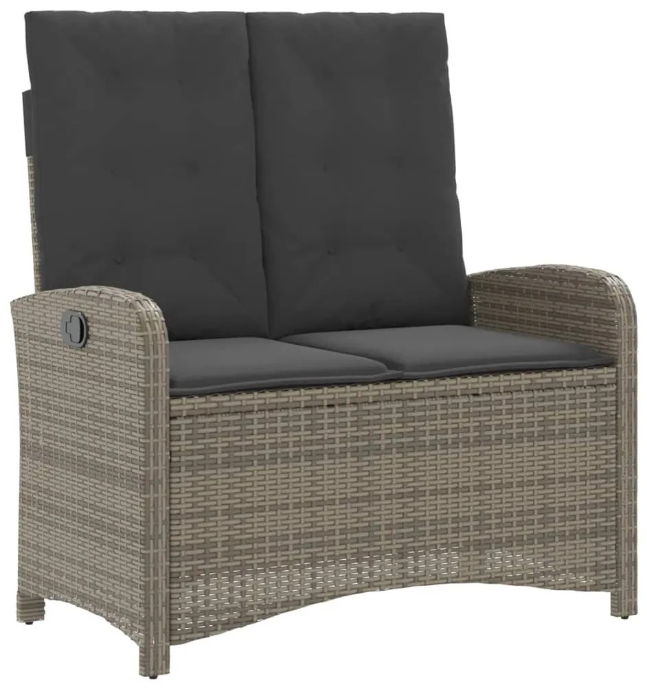 vidaXL Σετ Τραπεζαρίας Κήπου 2 τεμ. Γκρι Συνθ. Ρατάν με Μαξιλάρια