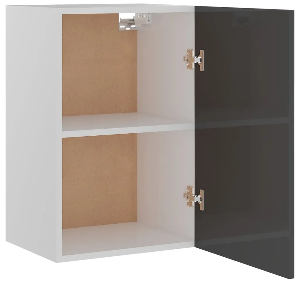 vidaXL Ντουλάπι Κρεμαστό Γυαλιστερό Γκρι 39,5x31x60 εκ. Μοριοσανίδα