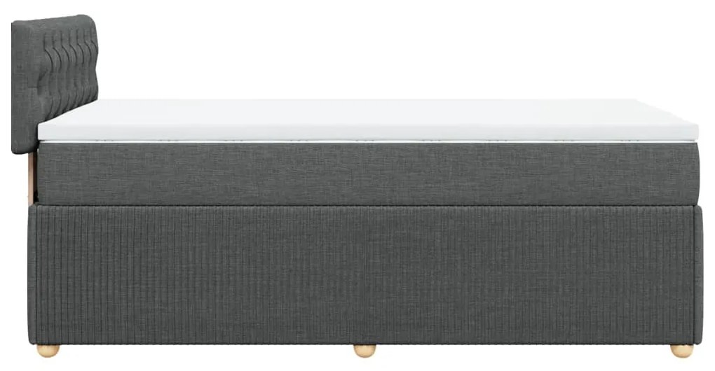 Κρεβάτι Boxspring με Στρώμα Σκούρο Γκρι 90x200 εκ. Υφασμάτινο - Γκρι