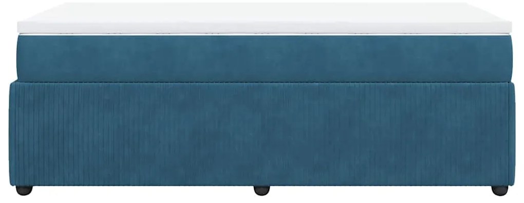 vidaXL Κρεβάτι Boxspring με Στρώμα Σκούρο Μπλε 80 x 200 εκ. Βελούδινο