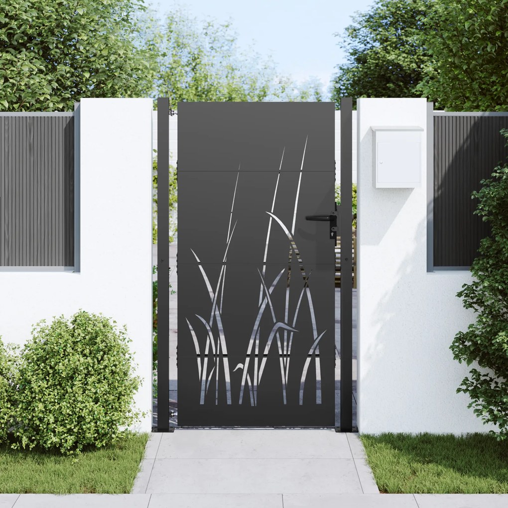 vidaXL Πύλη Κήπου Μαύρο 105 x 175 cm Ατσάλι με Επικάλυψη Πούδρας