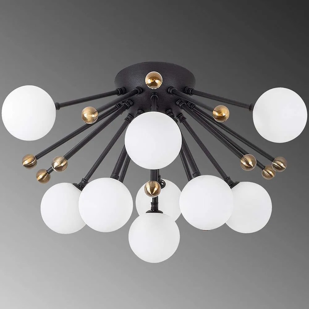 Φωτιστικό Οροφής - Πλαφονιέρα Roze 942FLG1320 56x56x34cm 9xG9 10W Black-Gold Opviq
