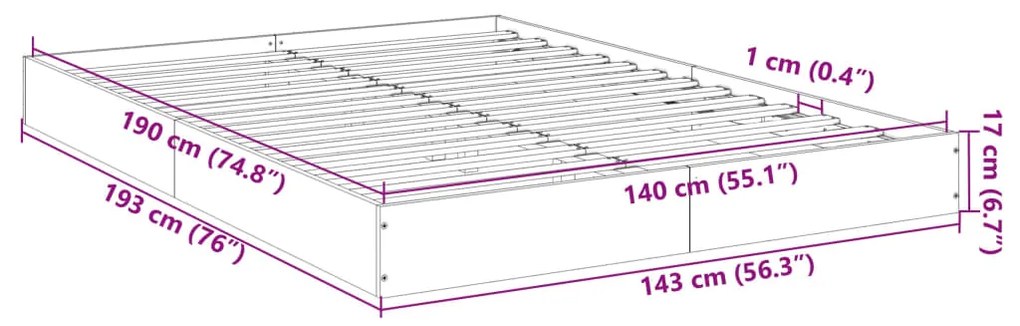 ΠΛΑΙΣΙΟ ΚΡΕΒΑΤΙΟΥ ΓΚΡΙ ΣΚΥΡΟΔΕΜΑΤΟΣ 140X190 ΕΚ. ΕΠΕΞΕΡΓ. ΞΥΛΟ 842038