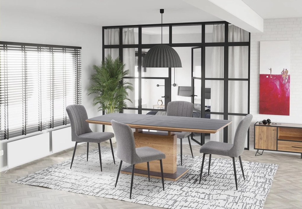 CONCORD extension table, color: top - dark grey, leg - golden oak DIOMMI V-CH-CONCORD-ST DIOMMI-60-20533