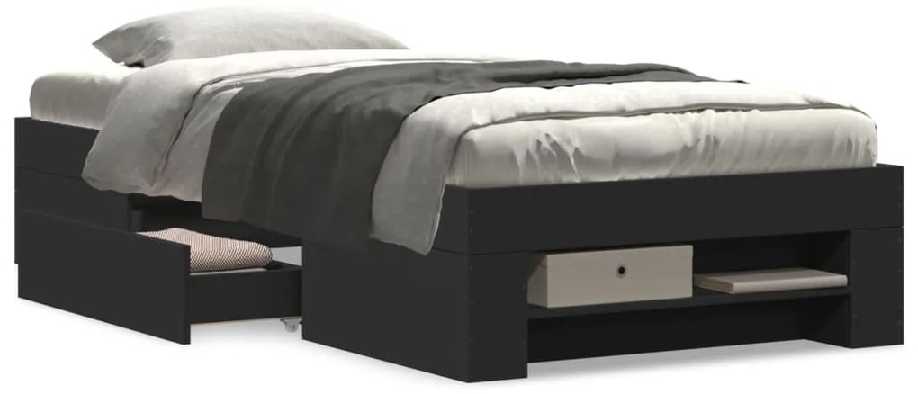 vidaXL Πλαίσιο Κρεβατιού Μαύρο 75 x 190 εκ. από Επεξεργασμένο Ξύλο
