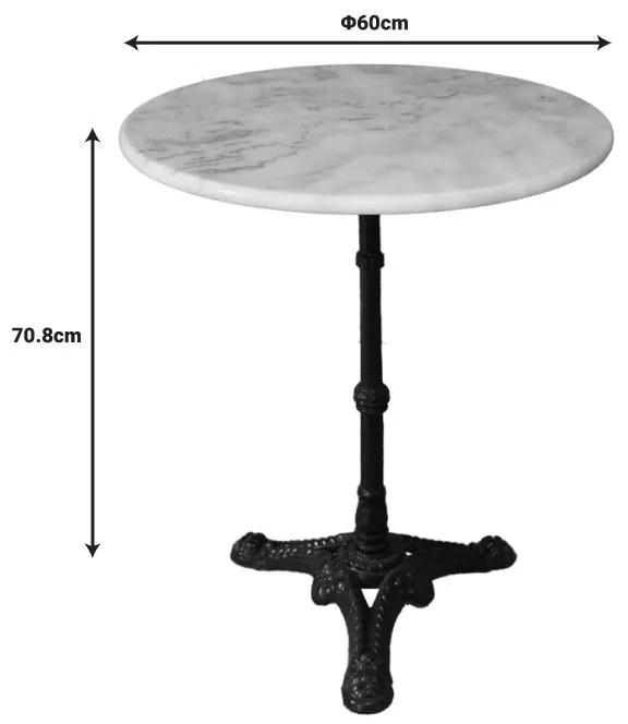 Τραπέζι μαρμάρινο Ancara μαντέμι σε λευκή-μαύρη απόχρωση Φ60x70.8εκ 60x60x70.8 εκ.