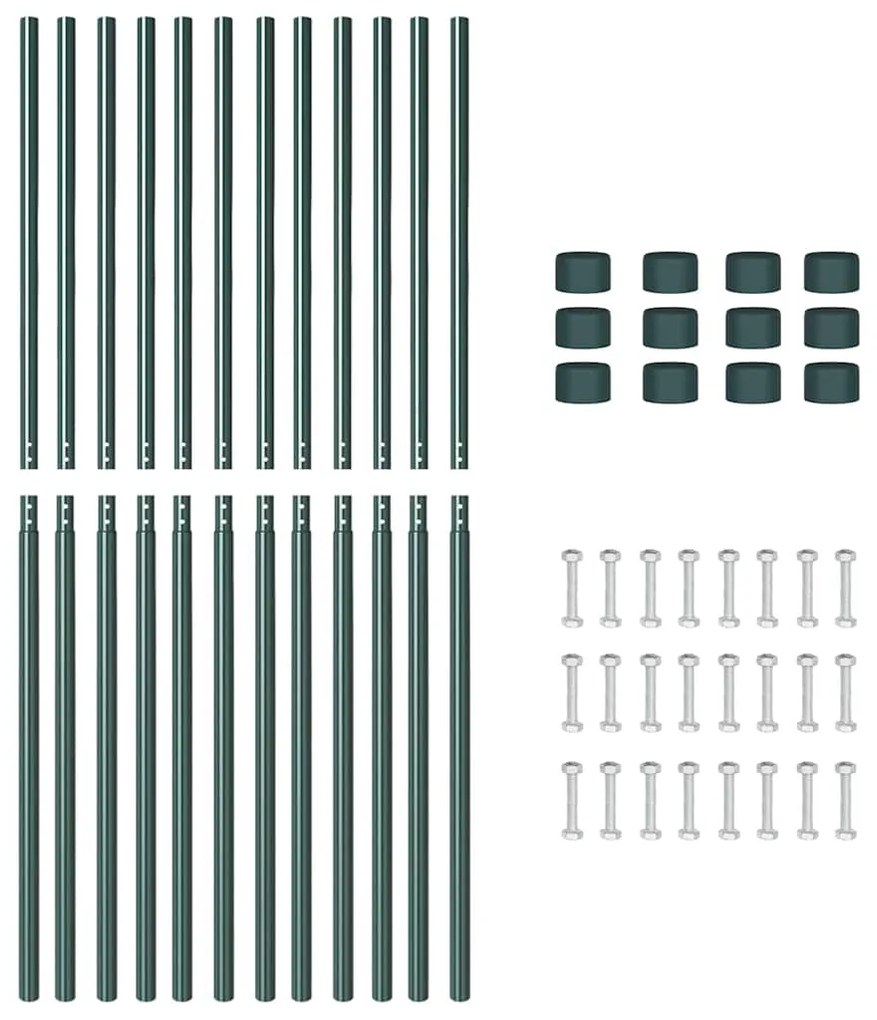 vidaXL Πό posts φράχτη 12 pcs Πράσινο 200 cm