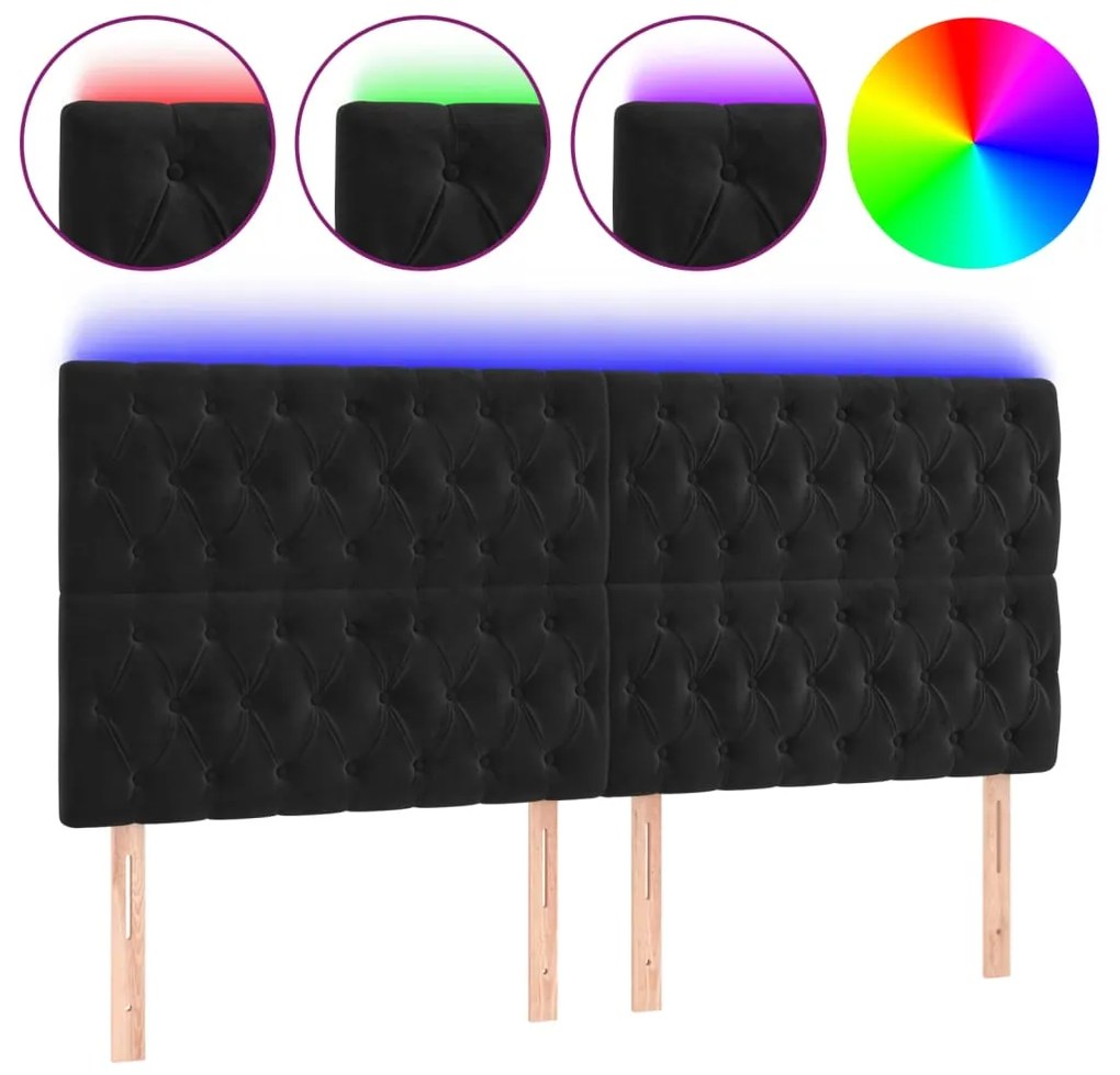 vidaXL Κεφαλάρι Κρεβατιού LED Μαύρο 180x7x118/128 εκ. Βελούδινο