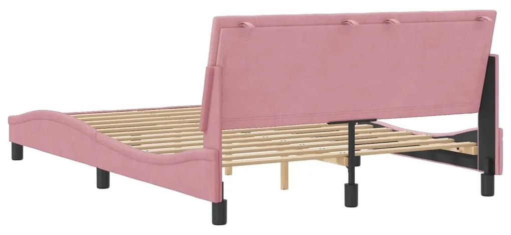 vidaXL Πλαίσιο Κρεβατιού Χωρίς Στρώμα Hanko Ροζ 140x200 εκ. Βελούδινο