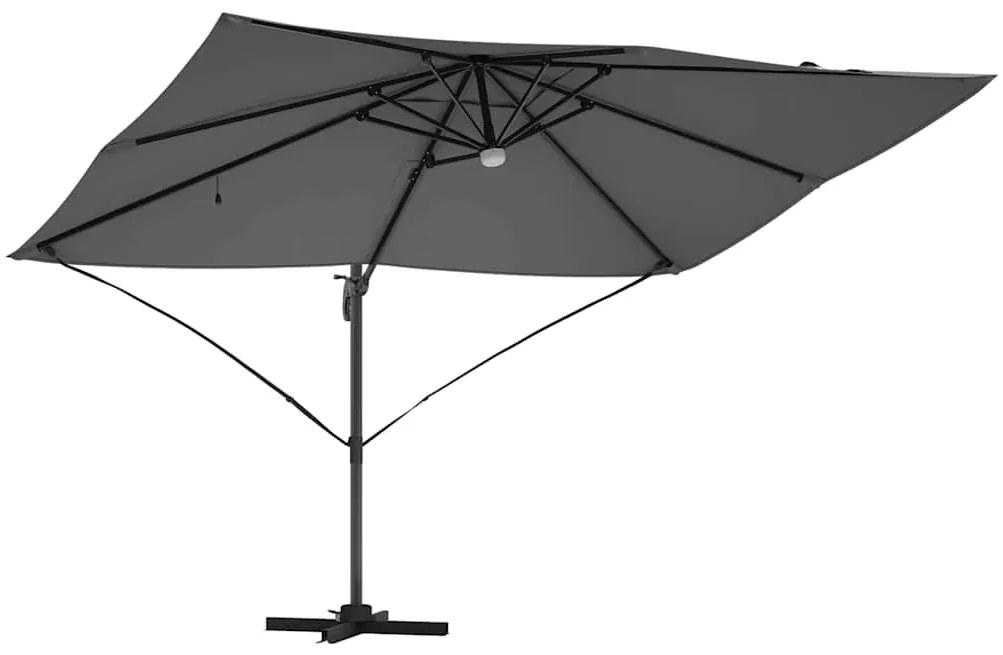 vidaXL Ανυψωμένο Ρομά Παρασόλ με LEDs Ανθρακί, 352x251x265 εκ., Αλουμίνιο