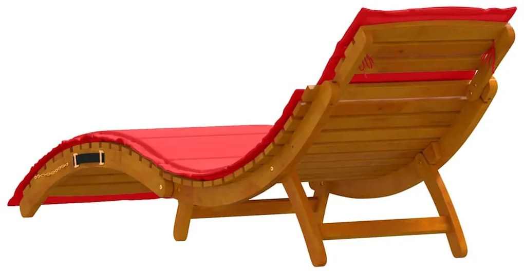 vidaXL Ξαπλώστρα 2 pcs Κόκκινο 184 x 55 x 64 εκ Μασίφ ξύλο ακακίας