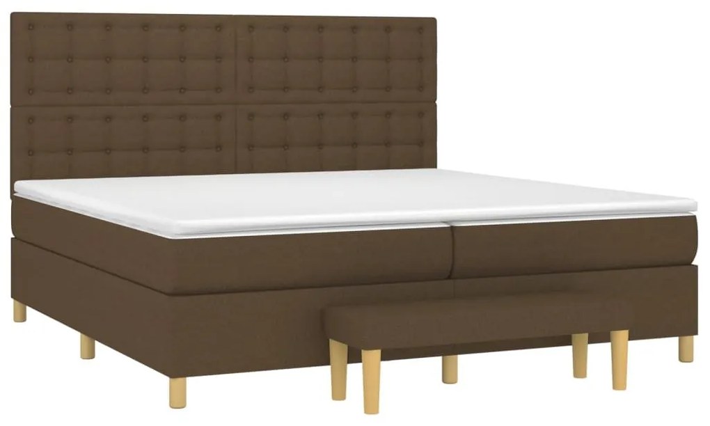 Κρεβάτι Boxspring με Στρώμα Σκούρο Καφέ 200x200 εκ. Υφασμάτινο - Καφέ