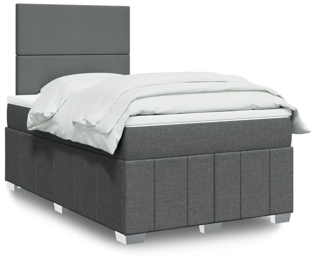 vidaXL Κρεβάτι Boxspring με Στρώμα Σκούρο Γκρι 120x200 εκ. Υφασμάτινο