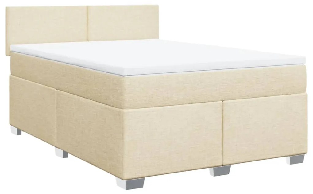 ΚΡΕΒΑΤΙ BOXSPRING ΜΕ ΣΤΡΩΜΑ ΚΡΕΜ 140X190 ΕΚ. ΥΦΑΣΜΑΤΙΝΟ 3285881