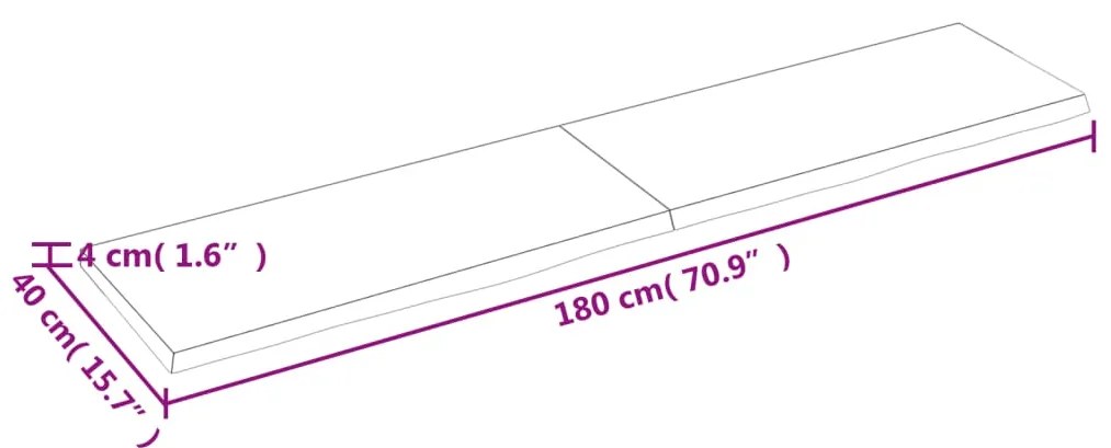 vidaXL Πάγκος Μπάνιου 180x40x(2-4) εκ. από Ακατέργαστο Μασίφ Ξύλο