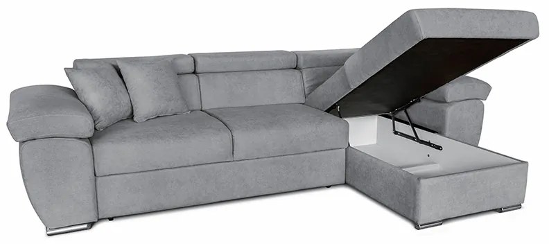 Γωνιακός καναπές-κρεβάτι αναστρέψιμος Comy pakoworld γκρι 286x160x75-90εκ