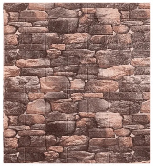 3D Ανάγλυφο Αυτοκόλλητο Τοίχου – Τουβλάκι Καφέ/Μαύρο Νερά