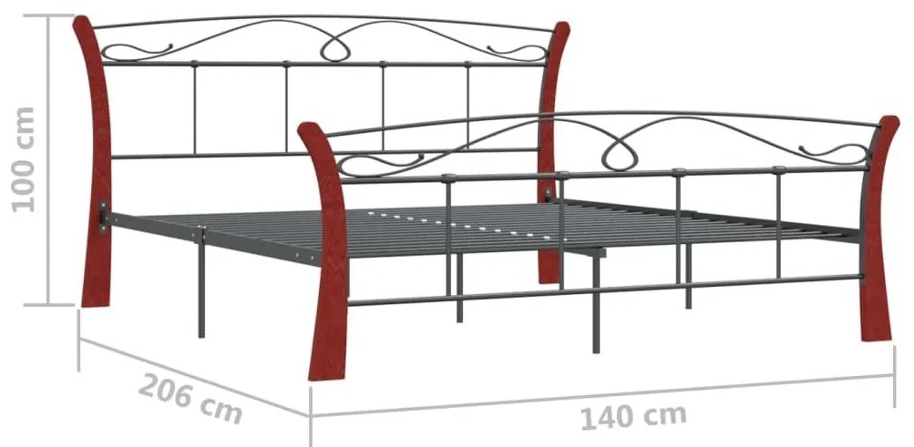 Πλαίσιο Κρεβατιού Μαύρο 140 x 200 εκ. Μεταλλικό - Μαύρο