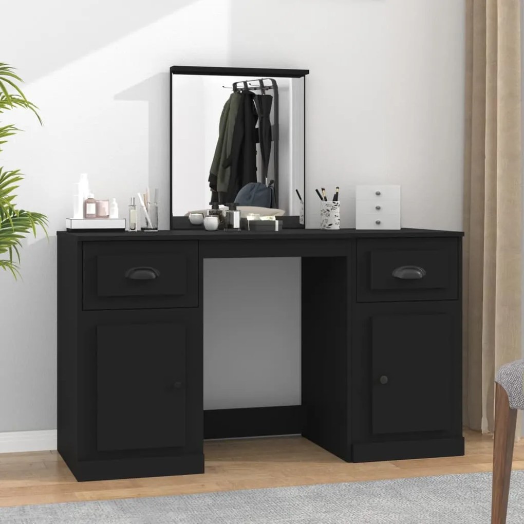 vidaXL Μπουντουάρ με Καθρέφτη Μαύρο 130x50x132,5 εκ.