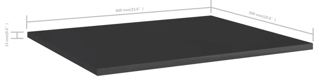 vidaXL Ράφια Βιβλιοθήκης 8 τεμ. Γυαλ. Μαύρο 60x50x1,5 εκ. Επεξ. Ξύλο