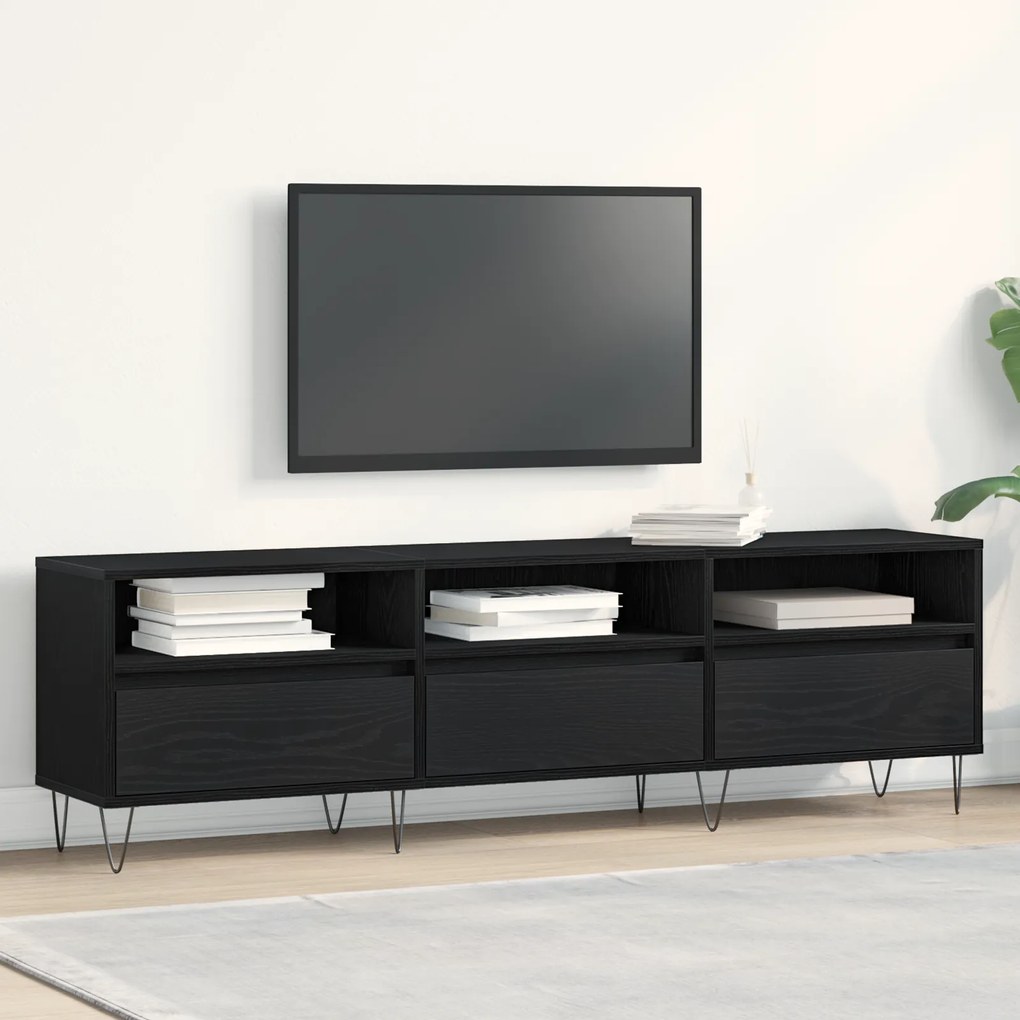 vidaXL Ντουλάπι Τηλεόρασης Μαύρο Δρυς 150x30x44,5 εκ Επεξεργασμένο Ξύλο